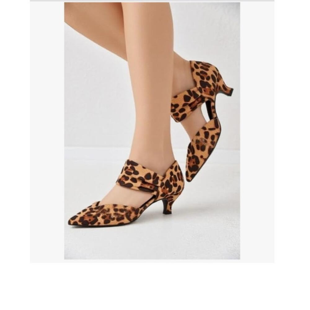 Low Kitten Heel Shoes Ankle Strap Cutout Elegant Party Wedding Pumps Size 9